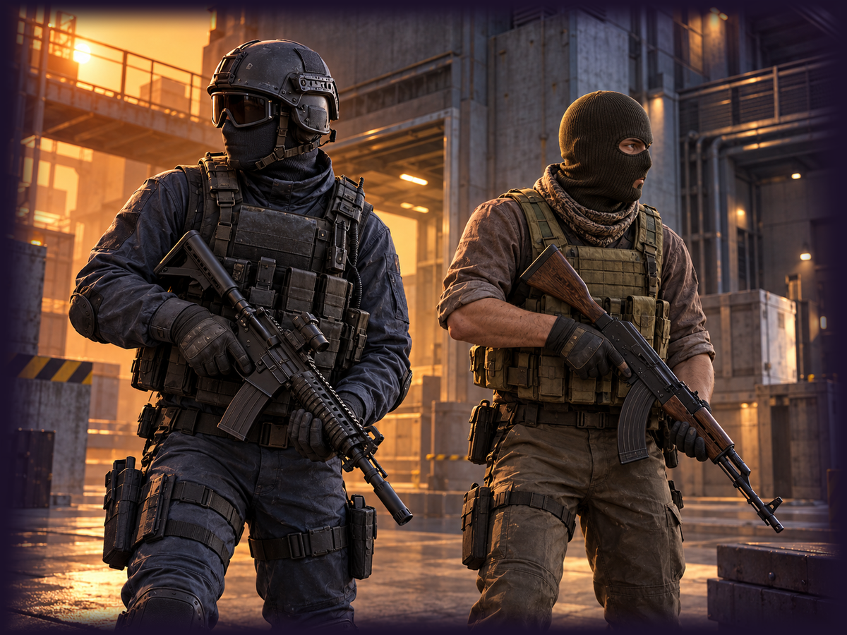 Two tactical characters in an industrial setting for the Counter-Strike 2 guide
